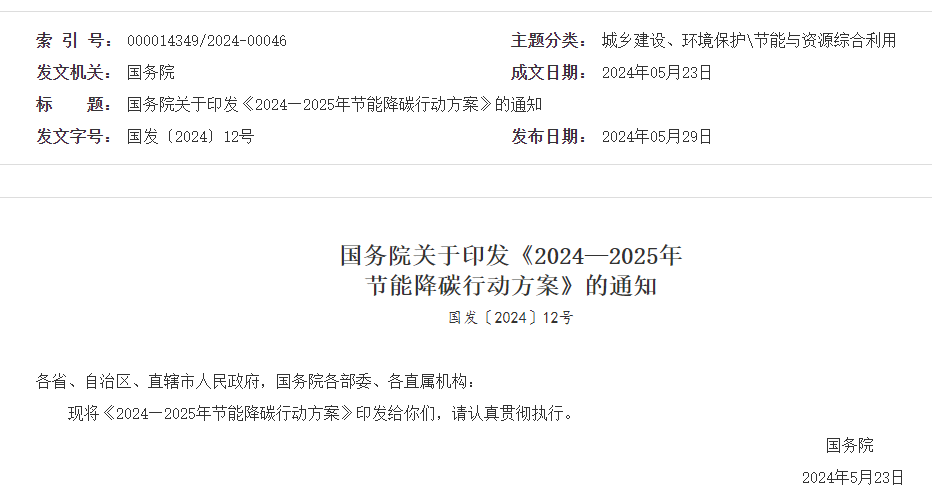 2024—2025年节能降碳行动方案